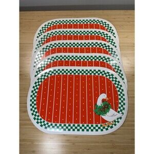 Vtg Franco Goose Vinyl Placemats Set 5 Holiday Cottagecore 1986 Kitchen Decor